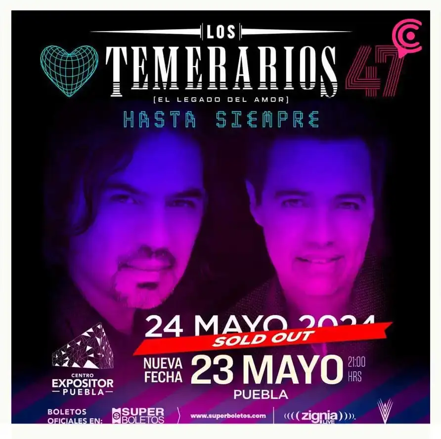 Los Temerarios y más conciertos habrá en Puebla del 20 al 26 de mayo