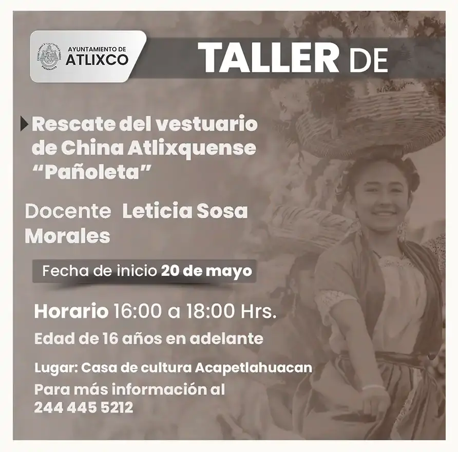 Invita Casa de Cultura de Atlixco a su nuevo ciclo de talleres