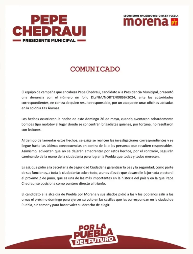 Pepe Chedraui denuncia ataque con bombas molotov en sus oficinas en Las Ánimas  