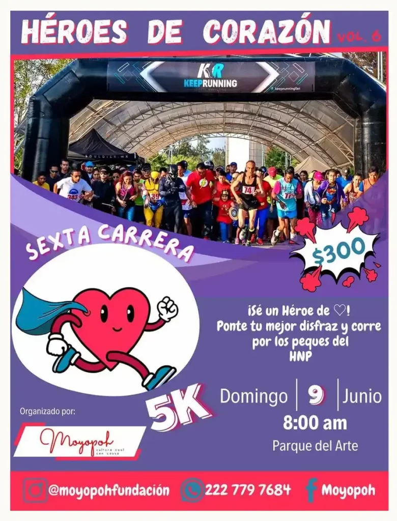 Disfrázate y corre por los pequeños en la sexta carrera Héroes de Corazón 5k Puebla