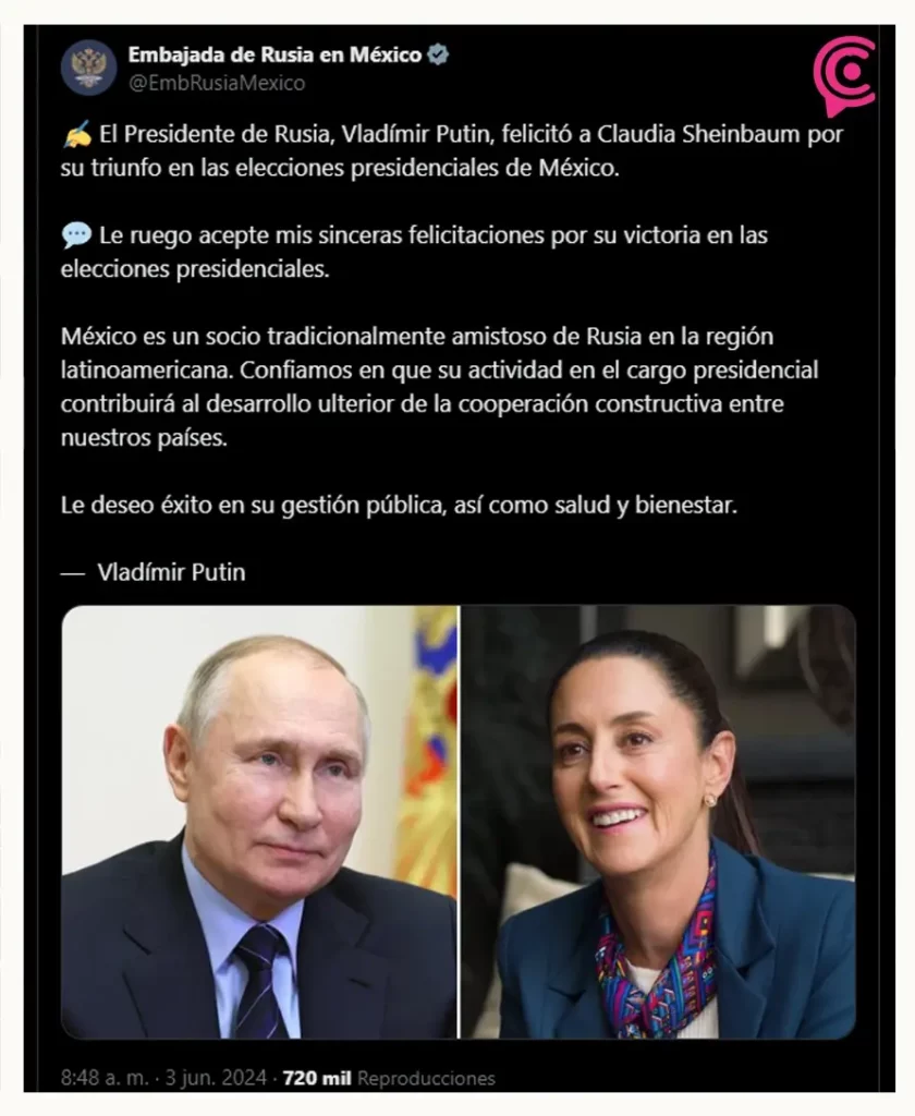 Sheinbaum Pardo venció a Xóchitl Gálvez, quien encabezó la coalición del Partido Acción Nacional (PAN). Así como de Jorge Álvarez Máynez, emanado de Movimiento Ciudadano.