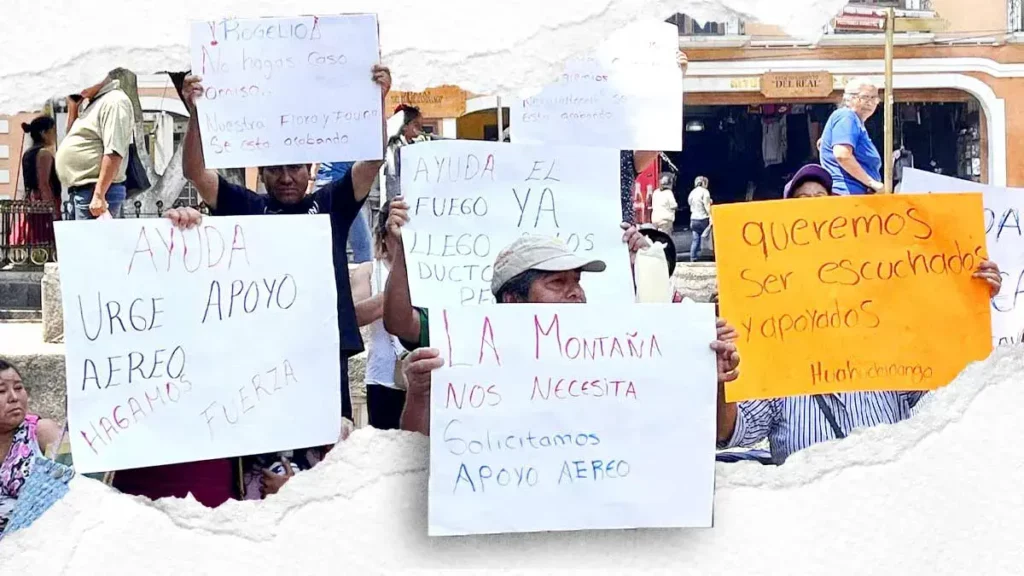 Con manifestación, habitantes de Huauchinango piden ayuda al Gobierno de Puebla por incendio forestal 
