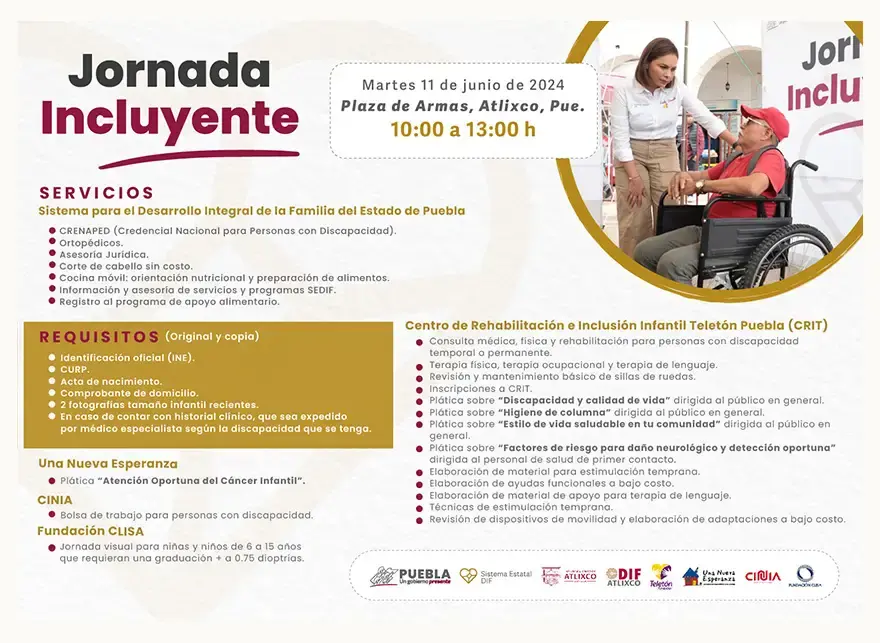 Anuncia SEDIF Jornada Incluyente en Atlixco