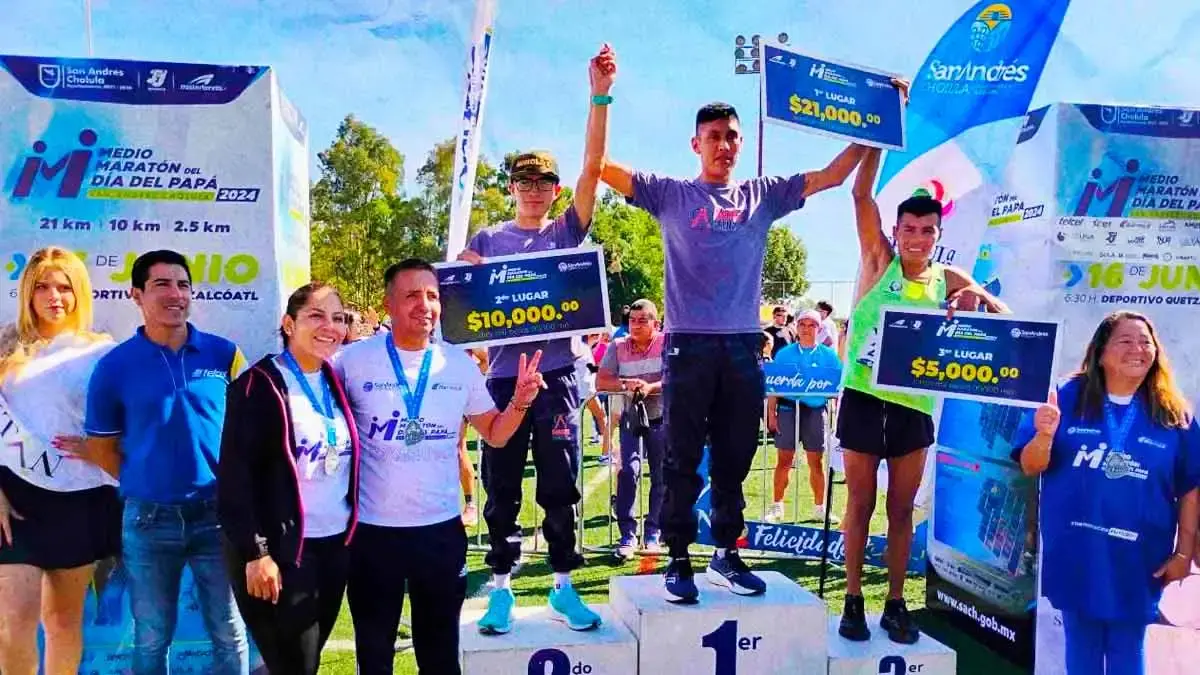 Jesús Nava gana el Medio Maratón del Día del Papá en San Andrés Cholula 2024