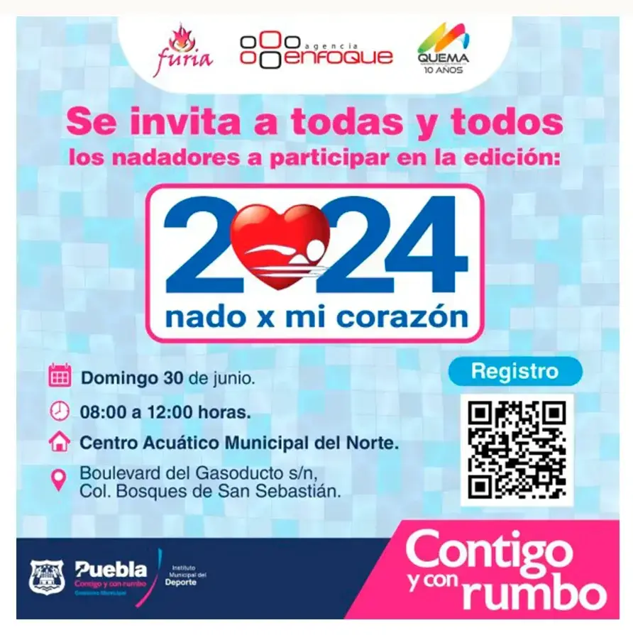 Puebla se suma a la concientización internacional "Nado por mi corazón 2024”