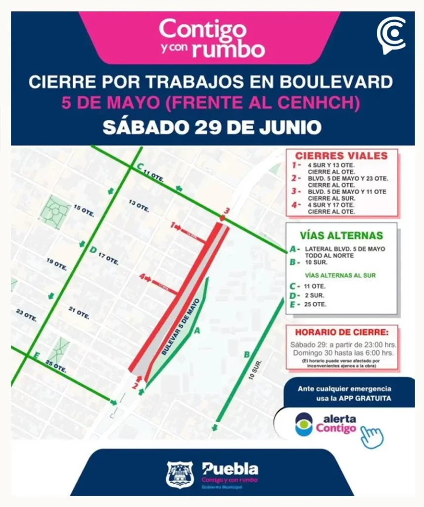 Ayuntamiento de Puebla inicia retiro de puente en bulevar 5 de mayo