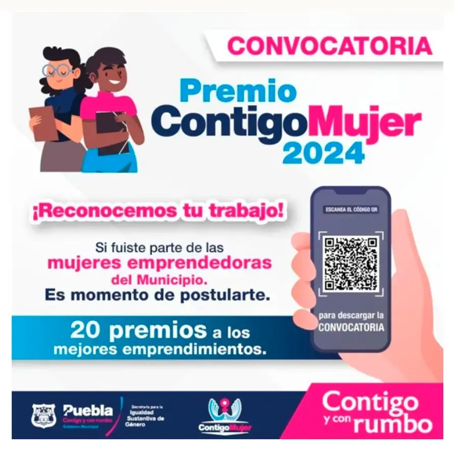 Ayuntamiento de Puebla convoca a inscribirse al 'Premio Contigo Mujer 2024’