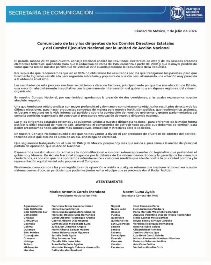 PAN Puebla respalda dirigencia nacional de Marko Cortés, pese a fracaso en las elecciones 2024