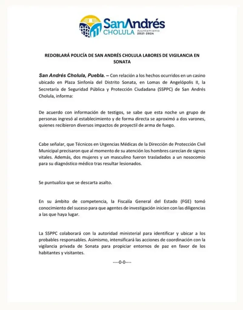 Balacera en casino Big Bola dejó dos muertos y tres heridos en Lomas de Angelópolis Leer Más: https://www.periodicocentral.mx/pagina-negra-s/delincuencia/ataque-a-casino-big-bola-dejo-dos-muertos-y-tres-heridos-en-lomas-de-angelopolis/325686/#ixzz8fb3IaYLG Follow us: @CentralPuebla on Twitter