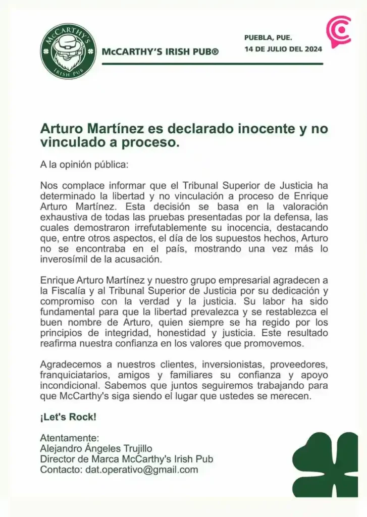 El fundador de McCarthy's contraataca