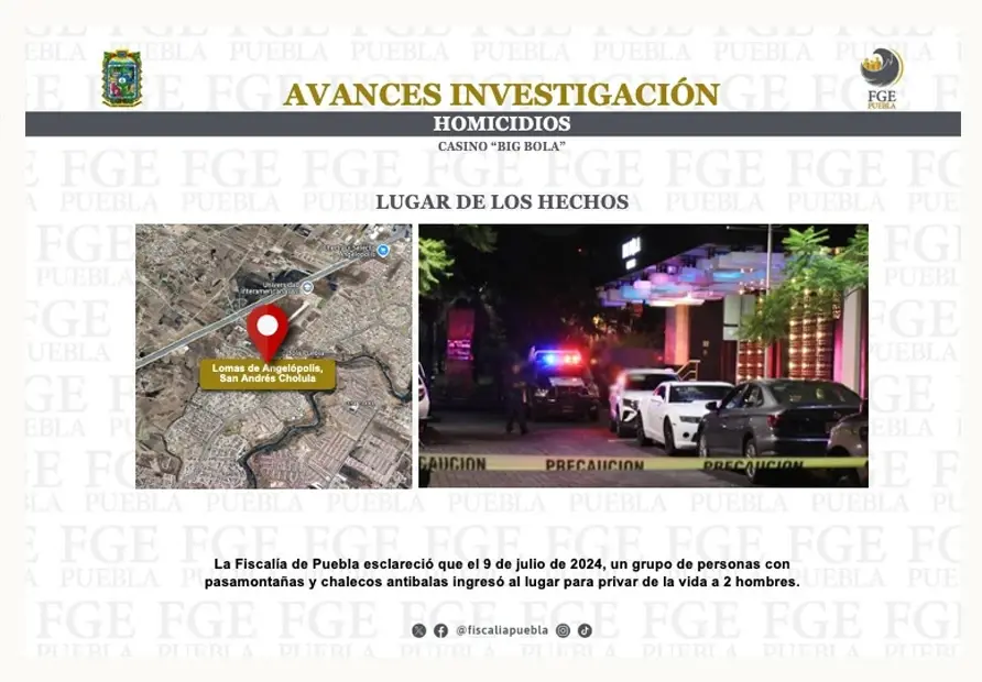 Armas de los asesinos del casino Big Bola están relacionadas con multihomicidios: Fiscalía de Puebla