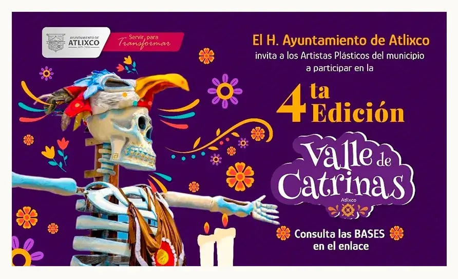 Artistas plásticos podrán participar en la elboración de catrinas para la cuarta edición de este festival atlixquense
