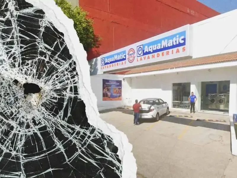 Dan cristalazo a lavandería sobre el Bulevar 5 de Mayo en Puebla 