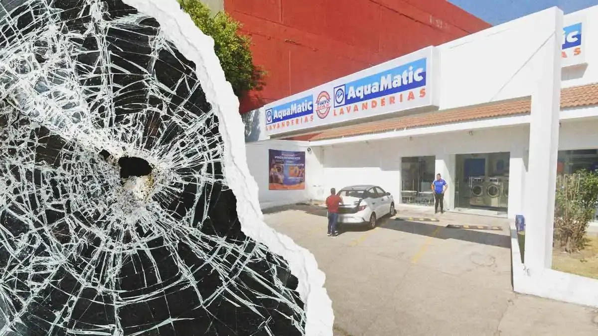 Dan cristalazo a lavandería sobre el Bulevar 5 de Mayo en Puebla 
