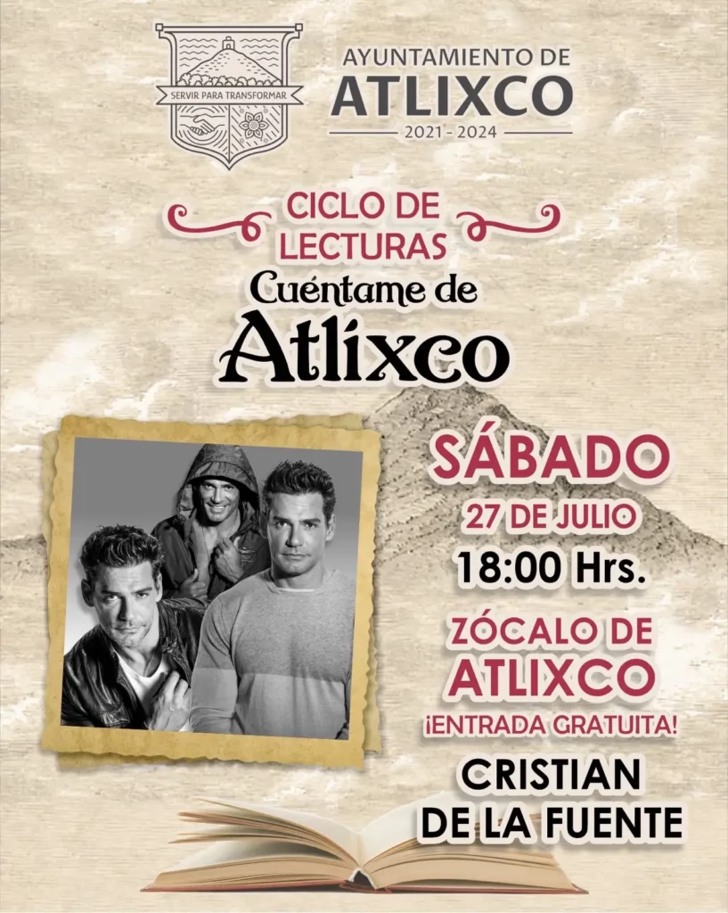 Cristian de la Fuente el próximo narrador del ciclo de lecturas "Cuéntame Atlixco" ¿Te lo vas a perder?