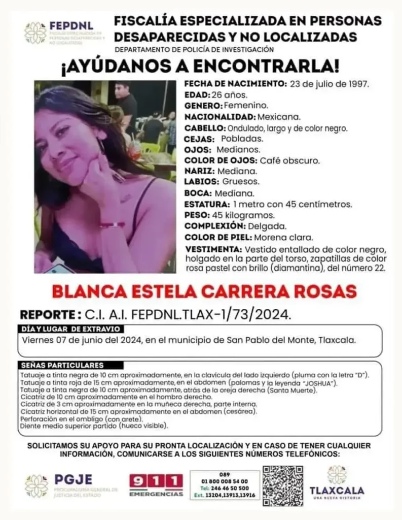 Encuentran cuerpo de Blanca Estela Cabrera en Tenancingo, Tlaxcala; desapareció afuera del bar Bora Bora