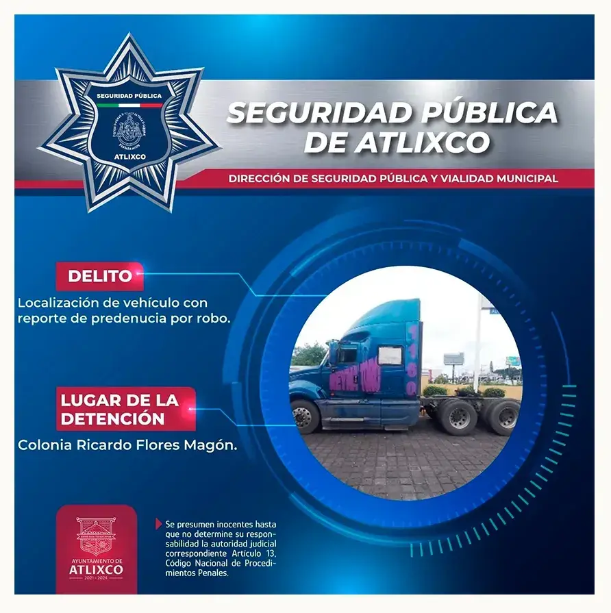 Policía de Atlixco localiza vehículos con reporte de robo