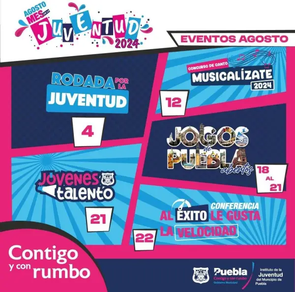 Ayuntamiento de Puebla anuncia la cartelera de agosto "Mes de la Juventud"