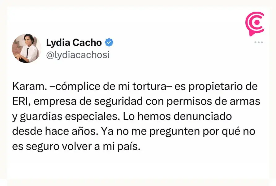 Con Adolfo Karam libre no es seguro volver a mi país: Lydia Cacho