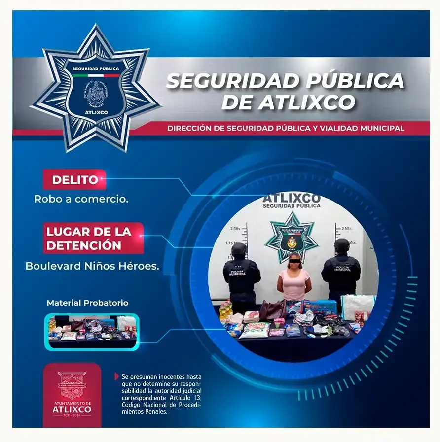 2 mujeres y un hombre: los detenidos en Atlixco gracias al trabajo de la policía