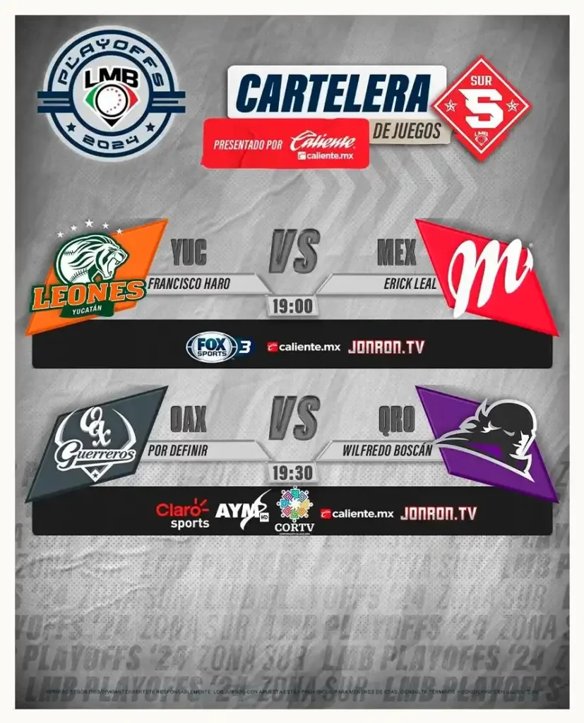 Así marcha la Serie de Zona de la Liga Mexicana de Béisbol Temporada 2024 