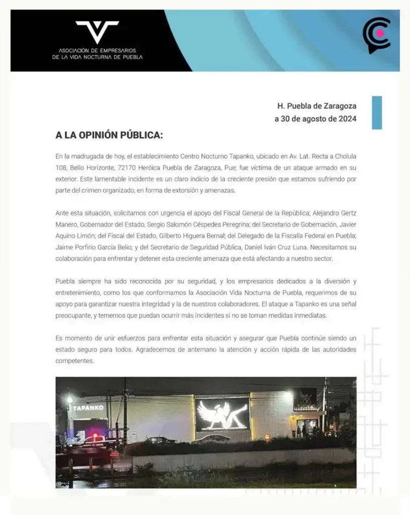 Balean el centro nocturno Tapanko en Cuautlancingo, Puebla; los responsables huyeron