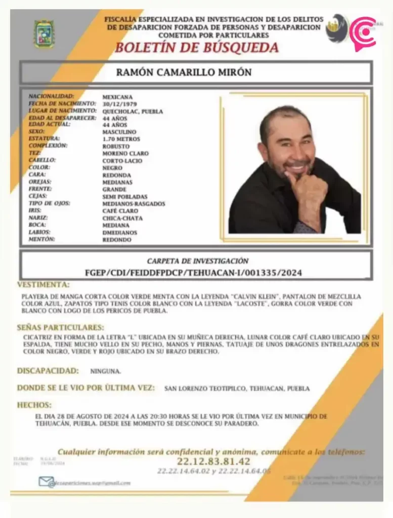 Tío de Néstor Camarillo lleva cuatro días desaparecido, Fiscalía de Puebla ya investiga