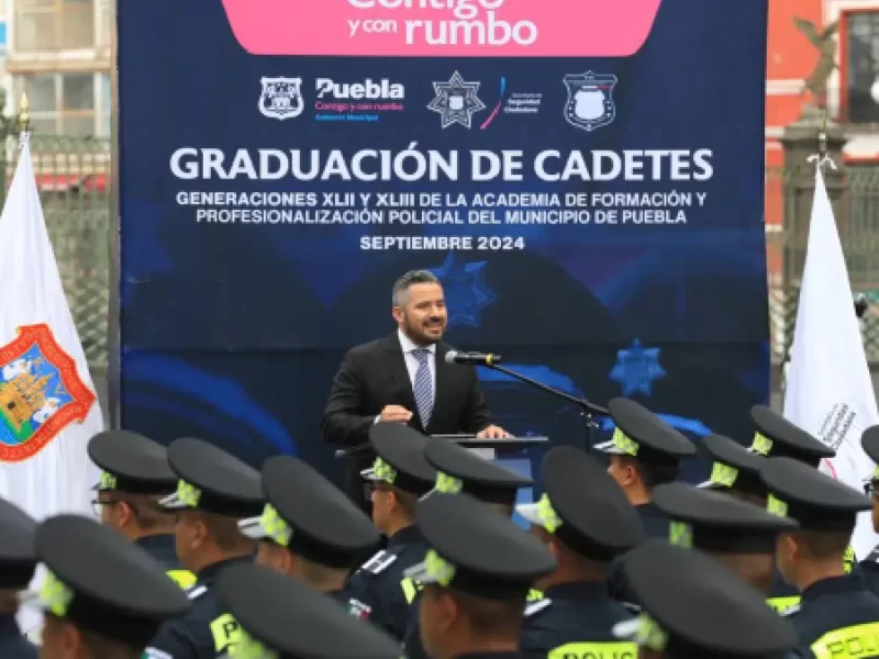 Toman protesta 95 nuevos policías municipales en Puebla capital