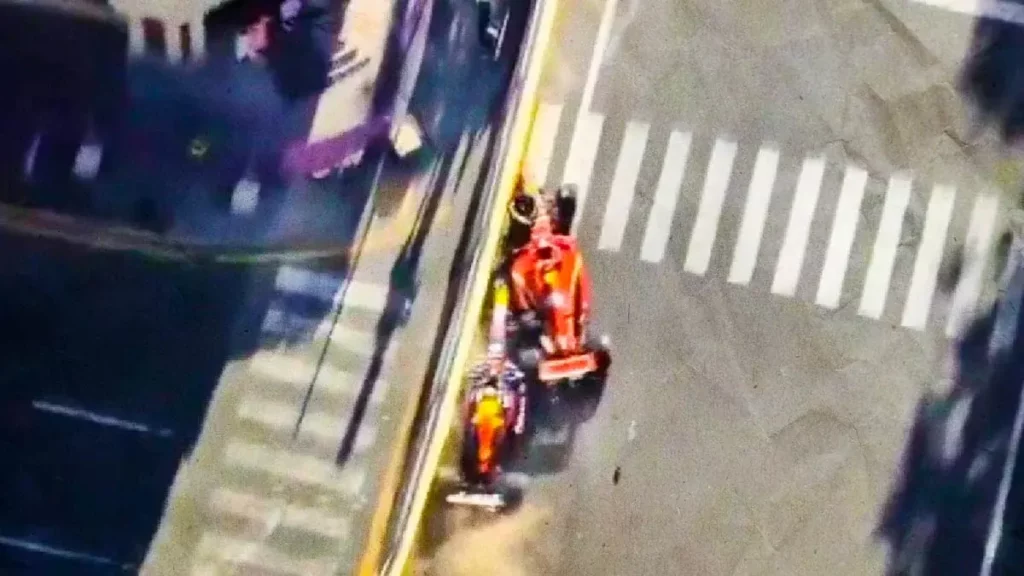 Carlos Sainz choca con Sergio “Checo” Pérez y lo deja sin podio en Azerbaiyán