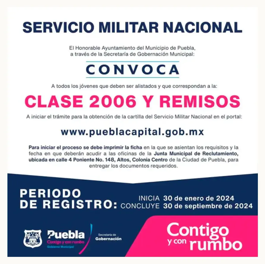 Última semana para tramitar la cartilla militar en Puebla capital