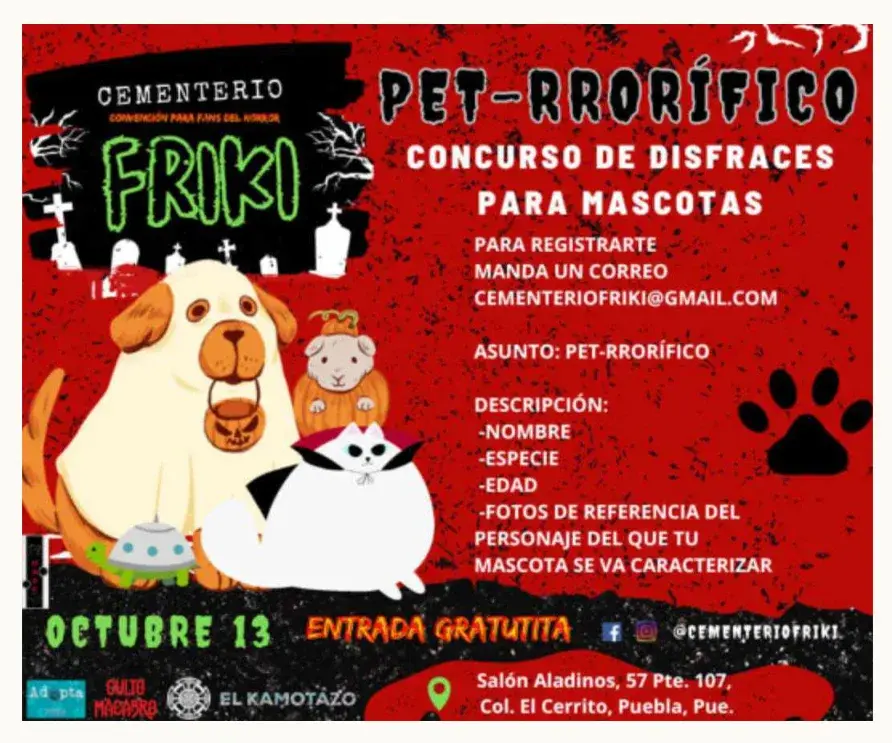 Primera edición del Cementerio Friki en Puebla tendrá concurso de disfraces para mascotas 