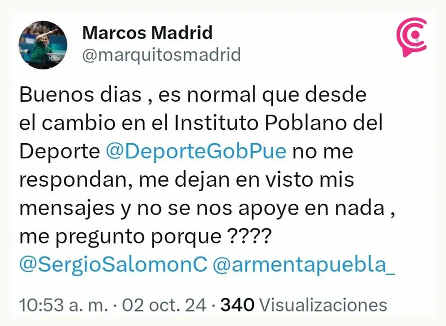 Marcos Madrid pide reestablecer la comunicación con el Inpode, tras cambio de administración detienen apoyo