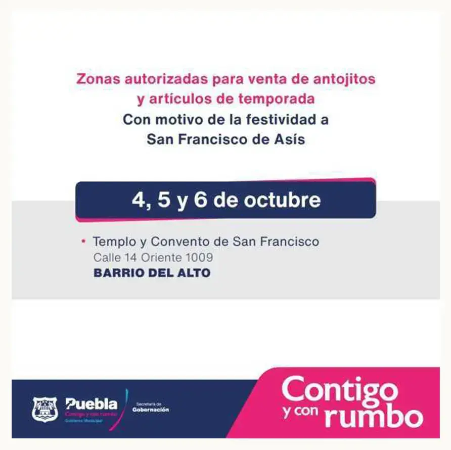 Por festividad en Puebla capital, SEGOM brindará atención y supervisión
