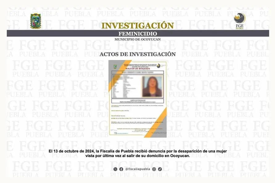 Detienen al presunto cómplice del feminicida de María Enriqueta; ocultó su cuerpo en Ocoyucan, Puebla