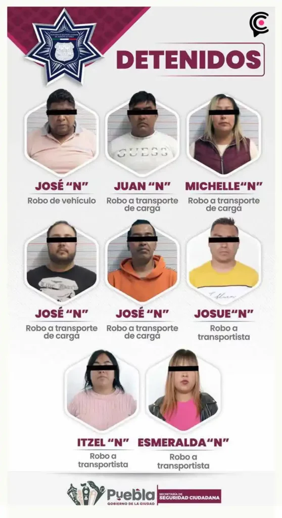 Policía Municipal detiene a banda de robo a transporte de carga en Puebla 