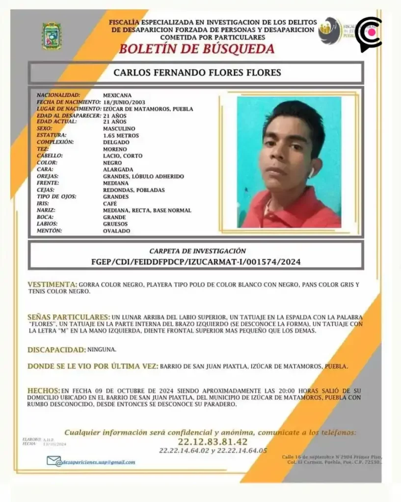 Encuentran cuerpo en río de Izúcar; podría ser el joven desaparecido, Carlos Fernando Flores