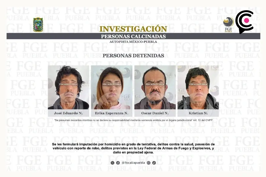 Detienen a implicados en el homicidio de los hombres calcinados en la autopista México-Puebla