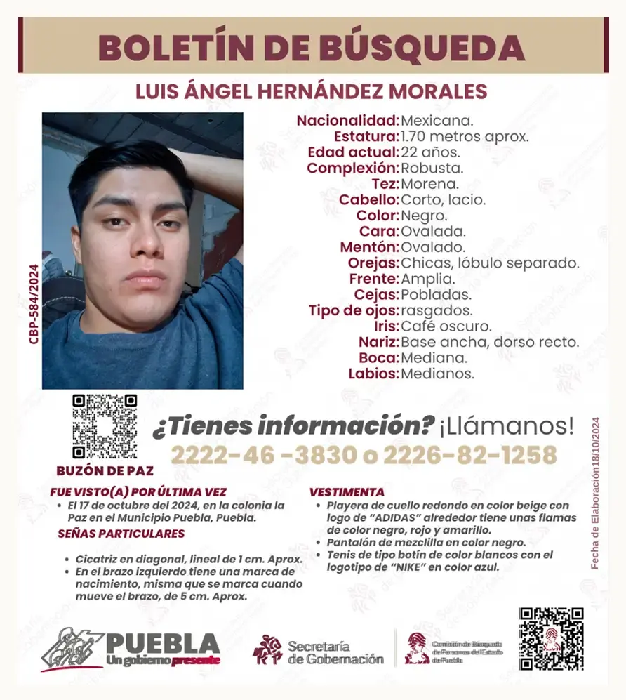 Desapareció Luis Ángel tras acudir a las Miches “¡Una y ya!” en La Paz, Puebla  