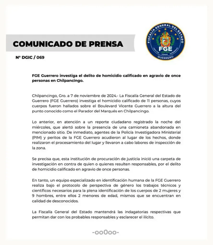 Encuentran 11 cuerpos en una camioneta en Chilpancingo, Guerrero; dos son menores de edad