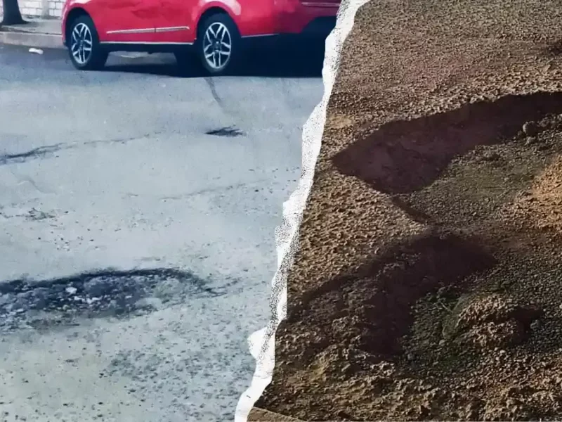 Ciudadanos sufren enormes baches en la calle 2 sur de Puebla capital; llevan meses denunciando