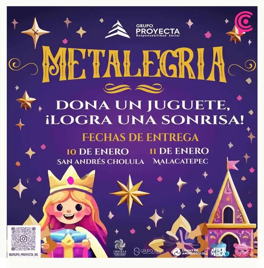 "San Andrés Cholula invita a participar en la campaña “Metalegria” para donar juguetes "