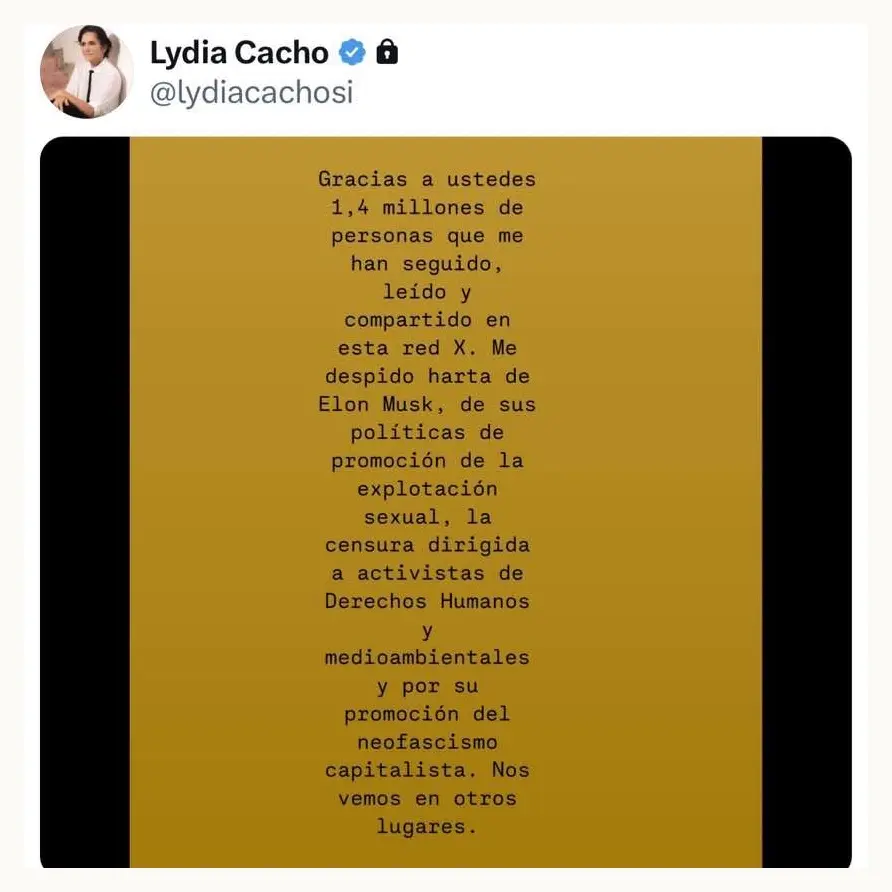 Lydia Cacho abandona ‘X’; se dice harta de Elon Musk por promover la explotación sexual 
