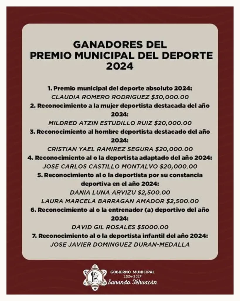Claudia Romero gana el Premio Municipal del Deporte de Tehuacán 2024