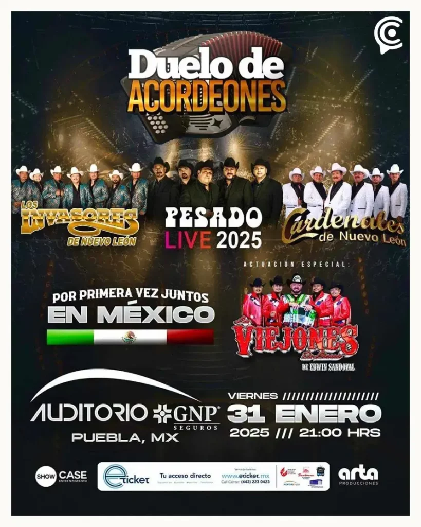 “Duelo de Acordeones” en Puebla reunirá a Los Cardenales de Nuevo León y varios grupos más
