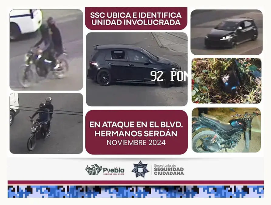 SSC Identifica y ubica vehículo de agresores en ataque directo en Boulevard Hermanos Serdán