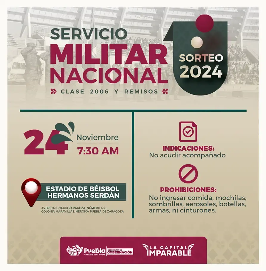 Invita Segom al sorteo para el Servicio Militar Nacional