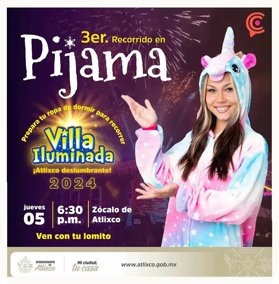 Asiste al recorrido en Pijama de la Villa Iluminada Atlixco 2024, así puedes participar