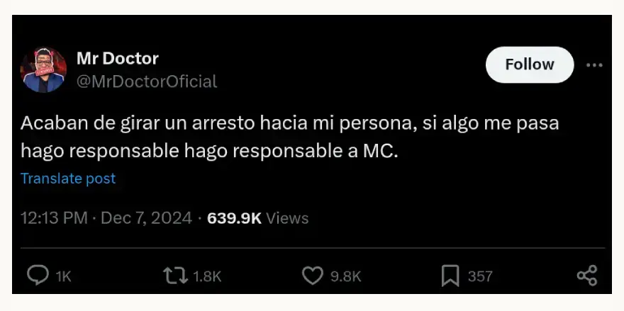 Giran orden de aprehensión contra Mr Doctor por pleito con Maryfer Centeno