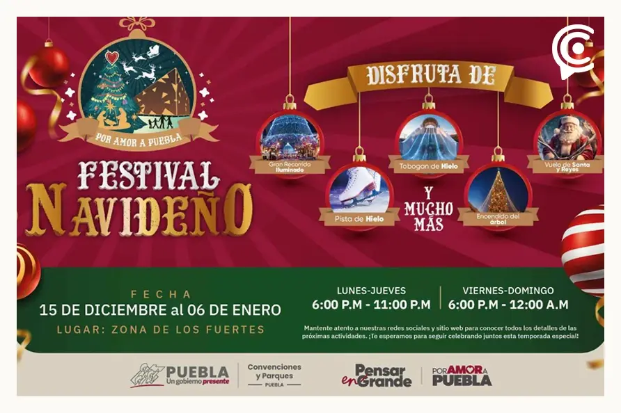 Estas son las actividades que habrá en el Festival Navideño “Por Amor a Puebla”