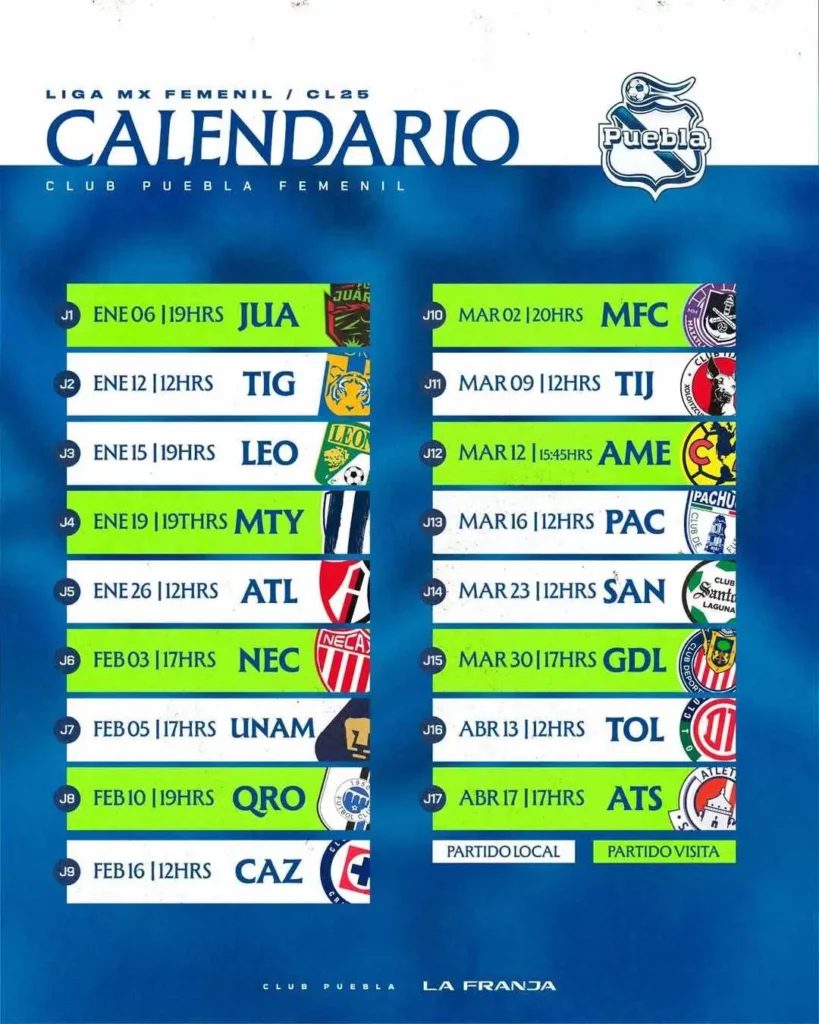 del Club Puebla Femenil para el torneo Clausura 2025